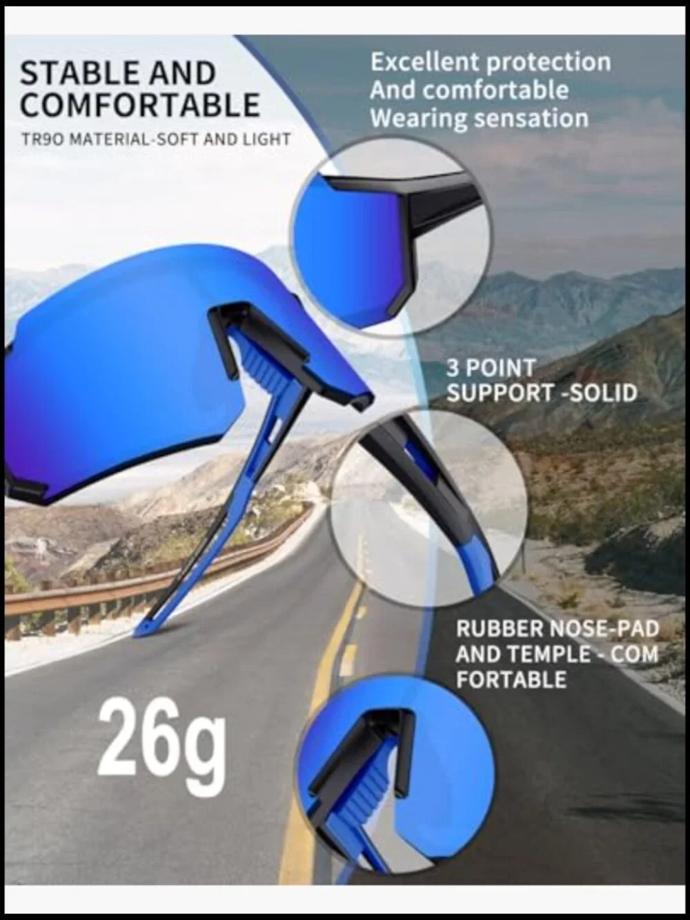Polarized Sports Sunglasses TR90 UV400 for Cycling Running Driving Fishing